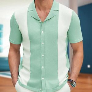 Polos maschile Summer hawaiano camicia a maglia abbottonati casual a maniche corta polo vintage polo bowling contrasto comfort tee