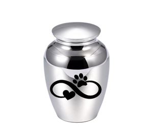 Infinite Dog Paw Print Pendant Small Cremation Urn för Pet Ashes Keepsake Exquisite Pet Aluminium Alloy Ashes Holder 5 Colors9160432