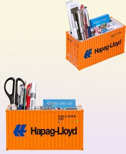 20ft Container Maritimo Pen Holder Mini Container Ship Business Card Case Cargo Logistics Container Scale Model Box Toy 2207205145462