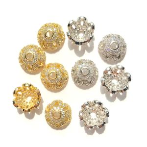 10pcs/lote 12 mm Bertes de flores para pulseira Fazendo jóias de zirconia de zircônia banhada a ouro