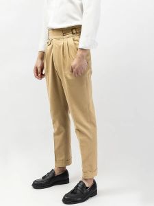 Pantolon Amerikan Khaki Gurkha Erkekler Askeri Pantolon Çift Pileli Cep Tasarım Tulum Balık Kambonu İnce Pantolon Vintage