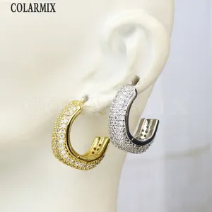 Dangle Earrings 5 Pairs Zirconia Geometric Hoop Metallic Elegant Women Party Jewelry Gift Fashion 30900