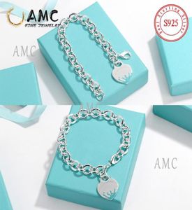 AMC 925 Sterling Silber Armband Weibliches Herzschild Armband OT Armband Schmuck 11 Original Design Sinn für Freundin Urlaub 604356994