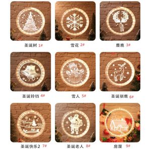 Single 3D Christmas Hanging Light Round Windows Decortive Snowflake Santa Star String Xmas Decor Layout Lights Decoration9925431