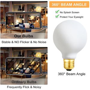 LED Light Bulb Dimmable E26 E27 5W G80 Frosted Glass Bulb 110V 220V Globe Ball Bulb Warm White 2700K Milky Light Bulb