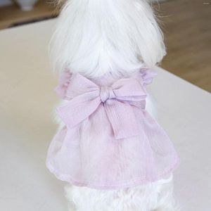Dog Apparel 2024Spring/Summer Pet Clothes Lace Up Shirt Skirt Cat And Dress Cute Bow Teddy