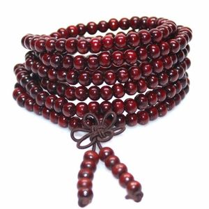 Badat 6mm naturligt sandelträ Buddhist Buddha Meditation 108 pärlor bönpärla mala armband kvinnor män smycken armband droppe leverera dhues