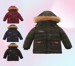 Dzieci zimowe płaszcze chłopcy koreańskie chłopiec duże dziewicze dziecko gęsta bawełniana płaszcz w dół oraz aksamitne wyściełane kurtka dla dzieci odzież