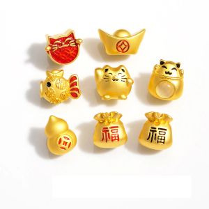 Винтажные китайские счастливые бусины богатство Fortune Fukubukuro Lucky Bag Charm Diy Ювелирные украшения для составления колье бретельских аксессуаров оптом