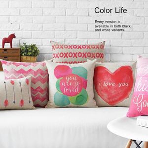 Письмо подушка Love Home Covers Cotton Linen Pink Cover Dipa Defa Nordic Декоративный корпус almofadas 45x45см