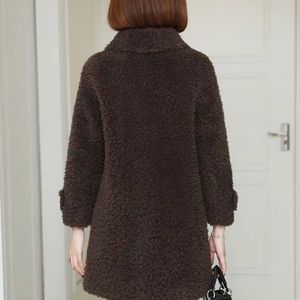 2023 Women's Winter Wool Warm Real Fox Fur Hood Coat Lady Mid-Längd Overcoat Girl Jacka Parka L38