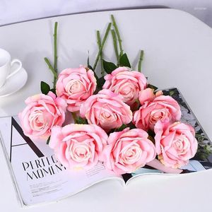 Dekorative Blumen Gefälschte Blume künstliche Rose Flanell Bouquet Single Head Bunch für Hochzeitsdekoration Home