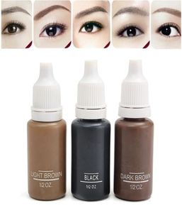 Hela 3PCSlot Tattoo Ink 3 Olika färger för permanent makeup Tatuering Eyebrow Eyeliner Lip 15ml Cosmetic Manual Paint P6511935