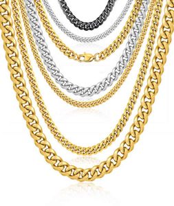 Fashion Wholale Women Men Necklace Jewelry Custom 16 Inch 10Mm Gold Plated Stainls Steel Cuban Link Chain Necklace3532401