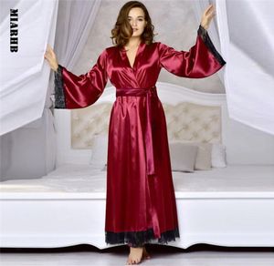 Sun Mulher Robes 2019 Novo Sexy Long Silk Kimono Vestido Bath Bath Dobe Babydoll Lingerie Nightdress 3L301562110