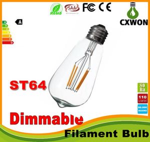 Super jasny ściemnialny E27 ST64 Style Edison Vintage Retro Cob Filament Lampa żarowa Lampa ciepła biała 85265V Retro LED Filament B7292266