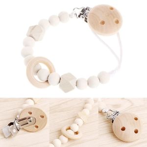 Safety Wood Baby Spädbarn Småbarn Silikon Soother Nipple Clip Chain Holder Strap Chew Toy för 240409