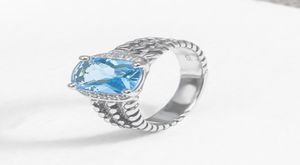 Classic Women Ring Inlaid Blue Topaz Color Zircon Retro Rings1881036