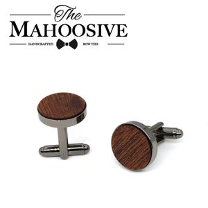 MAHOOSIVE Wood fashion shirt cufflink for mens gift Brand cuff button Black Wooden cuff link abotoaduras 240320