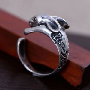 Solid Pure S925 Sterling Silver Band Women Rabbit Head Figur Ring 12x8mm justerbar240412