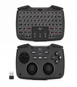 RII RK707 Threeinon Multifunktion 24 GHz Wireless Tastatur tragbarer Spielgriff 62key wiederaufladbare Tastatur und Mauskombination4463195