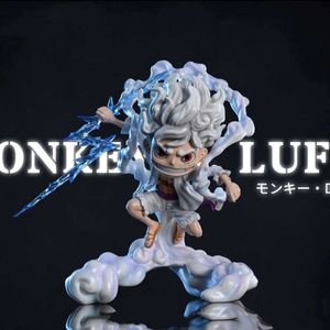 Komiksowe bohaterowie One Piece Anime Figur Sun God Nika Luffy Gear 5 Q wersja Statue Action Figure Model Doll Dekoracja Kolekcja Zabawki Prezenty 240413