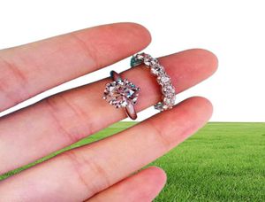Nowe pary Pierindy projektowe małżeńskie Zestawy Diamond Sterling 925 Srebrne akcesoria zaręczynowe Ślub dla kobiet Bridal Love Pierścień 7685268