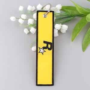 R Star Car Key Chain Embroidery Key Tags Key Fobs Cool Keychain For Motorcycle Key Pendant Holder Keyring Accessories Gifts