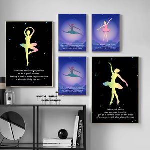 Balletto astratto con frasi di ispirazione Poster tela dipinto di arte murale immagini soggiorno corridoio camera da letto decorazione