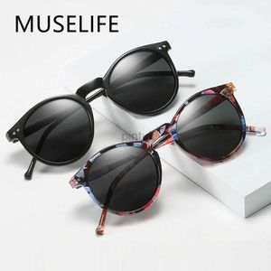 Óculos de sol Muselife Retro Retro Polarized Sunglasses Homens Mulheres Vintage Smeth Round Frame Sun Glasses Polaroid Lens UV400 Goggles Shades Eyewear 240412