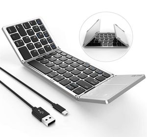 Foldable Bluetooth Keyboard Dual Mode USB Wired Bluetooth Keyboard with Touchpad Rechargeable for Android iOS Windows Tablet Sm22093710