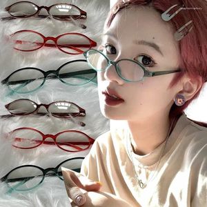 Sonnenbrille y2k Vintage Harajuku Retro Oval Gläses Rahmen Frauen keine Make-up-Mode-Anti-Blau-Männer kontrastieren süße dekorative