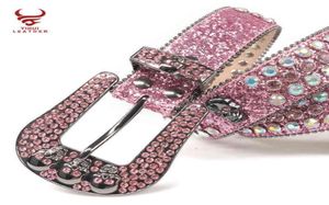 Wtern Rhinton Belts Strap Women Colorful Studded Skull Bling Fashion Pink Belt Simon62915948205848