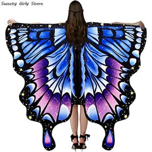 Girls Fairy Butterfly Wings Cape Cosplay Costume Performance Stage Clothing Christmas Party Club Cloak Dance Shawl Beach Handduk