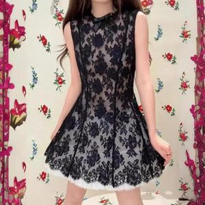 Casual Dresses High Fashion Women Sweet Elegant Sleeveless White Bow Lace Embroidered A-Line Dress Luxury Slim Fluffy Birthday Clothing