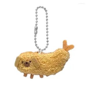 Keychains Plush Stuffed Keychain Funny Fried Shrimp Puppy Dolls Pendant Keyring For Car Keys Bag Backpack Decor Kids Toy Gift