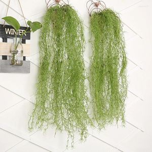 Decorative Flowers Hanging Vines Artificial Plants Air Grass Green Moss Ivy Plastic Climbing For Home Living Room Garden Decoration