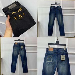 Calça de grife masculino de negócios moda moda bordada calça moletom fd jacquard jeans casual leggings plus size 28-38