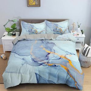 Sängkläder sätter marmoruppsättning täcke med 1/2 kudde skam 3d abstrakt konst tryckt mönster supermjuk tröskel