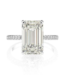 Prawdziwy 925 Srebrny szmaragdowy Cut Stworzony diamentowe obrączki Diamond Moissanite dla kobiet luksusowe propozycje zaręczynowe 2011165960864