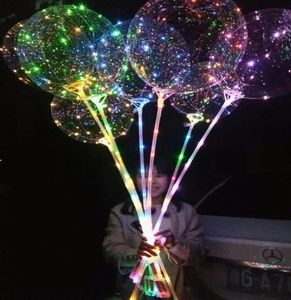 100st LED Light Bobo Balloon Party Decoration med 315 tums Stick 3M String Christmas Halloween Birthday Decor Balloons7069630