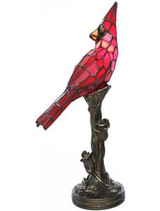 Crystal Table Lamp Cardinal Red Bird Stained Glass Night Light For Bedroom Living Room Decor 2203093214592