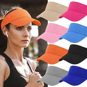 Visier breite Krempe Hüte Eimerhüte Männer Cap Women Frühling Sommer Sport Sun Cap Verstellbares Baumwollvisier UV -Schutz Top leer Tennis Lauf Sonnenschutzhut 24412