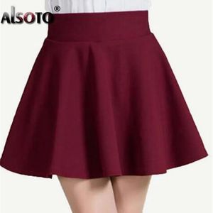 Alsoto Summer and Winter Skirt for Women Fashion Gonnets High Waist Sexy Mini Faldas Jupe Black Red Saia Gonna pieghettata 240403