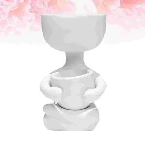 Vasen sitzen menschlich geformte Pflanzer Keramik Blumenkinder Desktop Dekoration Weiß (6x6x10 cm) Töpfe