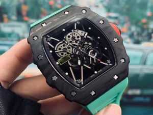 Factory Outlet 5 Colors New Men039s Automatic Mechanical Watch Carbon Fiber Material Sapphire Glass Rubber Strap3303752
