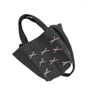 Shoulder Bags Korean Canvas Crossbody Bag With Bowknot Pattern Practical And Casual Handbag For Women