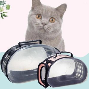 Transportadoras de gatos cão portátil dobramento transparente transportadora transportadora de ombro transportar bolsa de transporte casual ao ar livre