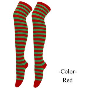 Kvinnor Rainbow randiga strumpor röda långa strumpor i full längd smal strumpbyxor för julfest cosplay kostymer strumpor