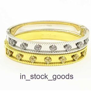 High End Designer Bangles för Vancancleff smycken graverade 18K guld titanstål kvinnor diamant inlagd armband original 1: 1 med riktig logotyp